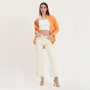 F21 Peachy/Orange Button Down Blouse